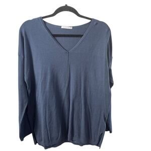 Staccato LS Muted Navy V-Neck Sweater Too, Lightweight, Casual, Weekend, L